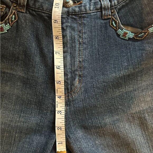 Ladies Vintage Beaded Jeans by Lauren.  Aztec Design, High Rise, Size 6 - Picture 12 of 12